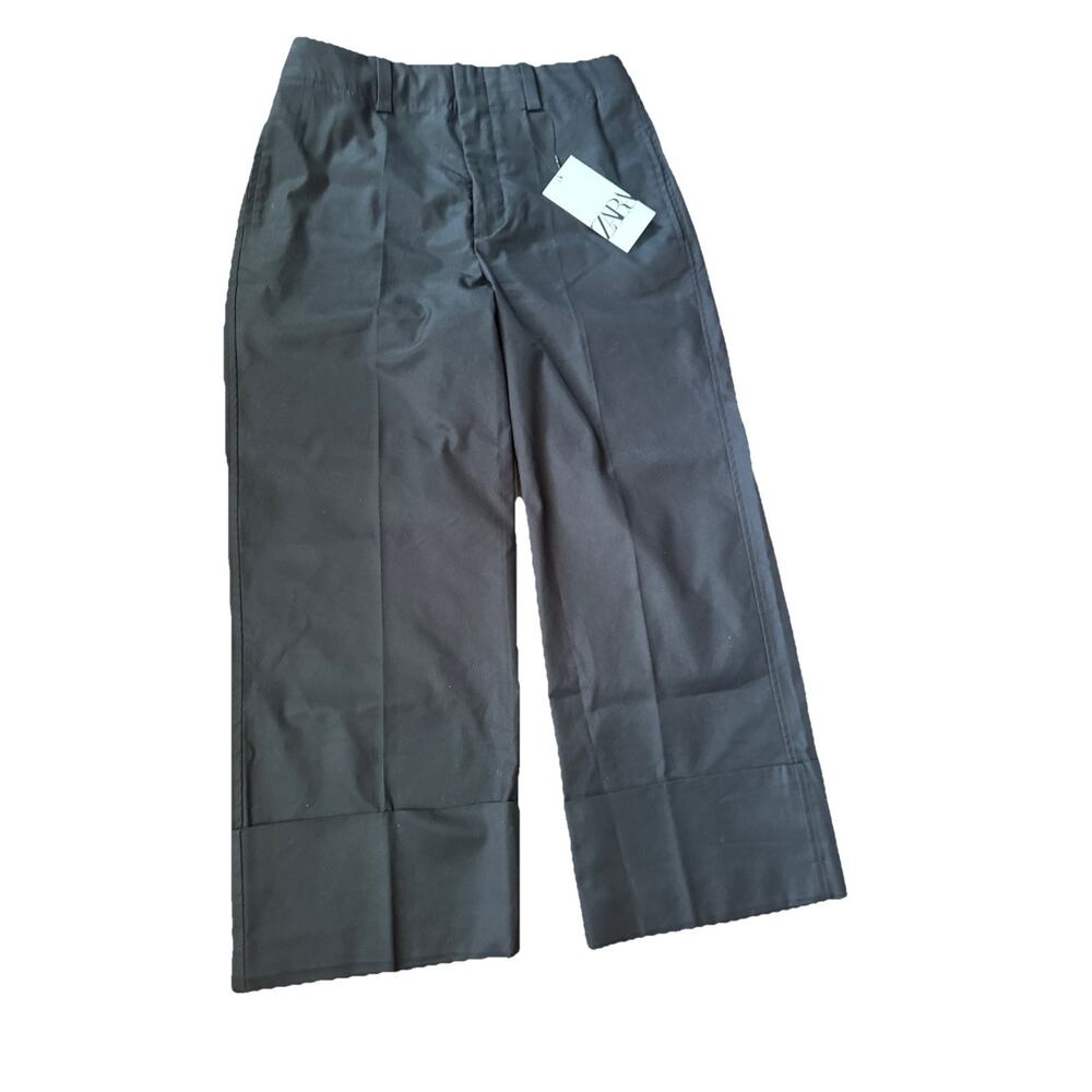 Zara Black High Waist Wide‎ Leg Culotte Crop Pants Size Small Workwear Office